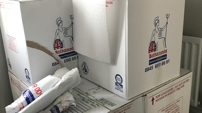 Boxes supplied for customer to pack ready for moving day.